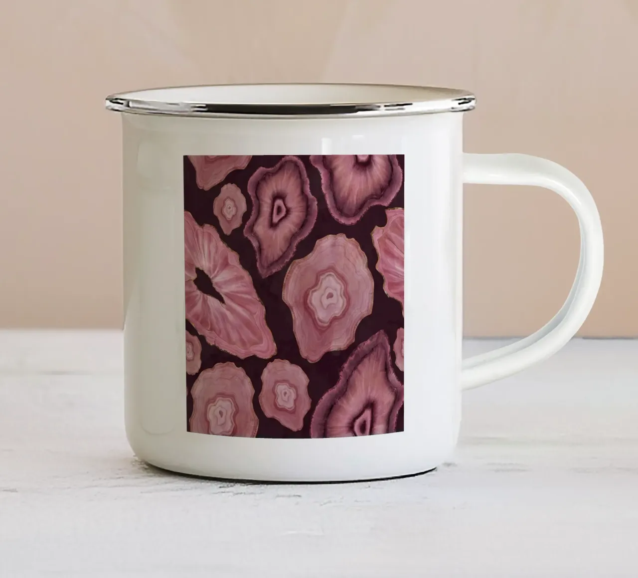 Agata rosa modello 18 tazza in smalto da Gemstone Textures