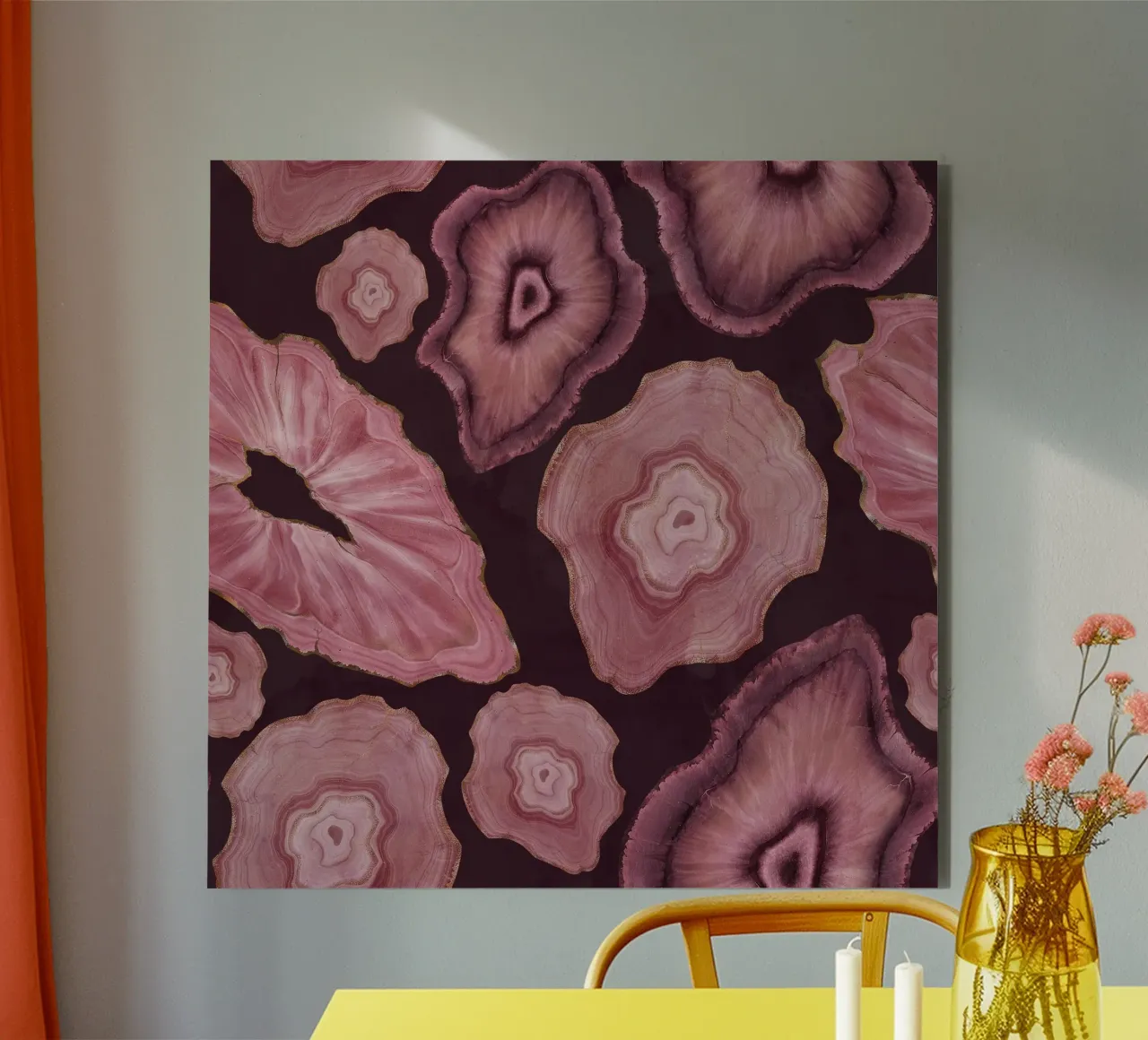 Agata rosa modello 18 alluminio dibond da Gemstone Textures