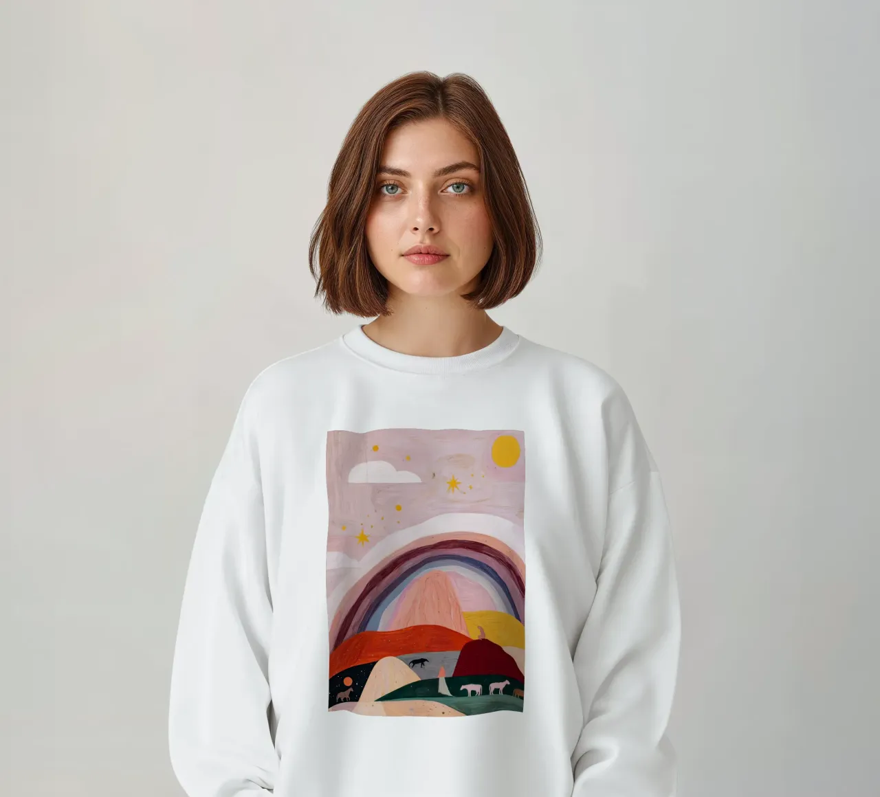 Boho Poster, Kleurrijk Abstract Muurkunst, Regenboog Print sweatshirt van Boheme