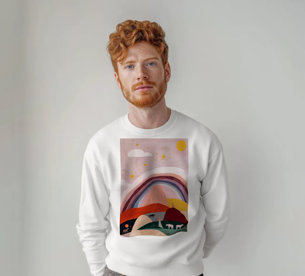 Boho Poster, Kleurrijk Abstract Muurkunst, Regenboog Print sweatshirt van Boheme