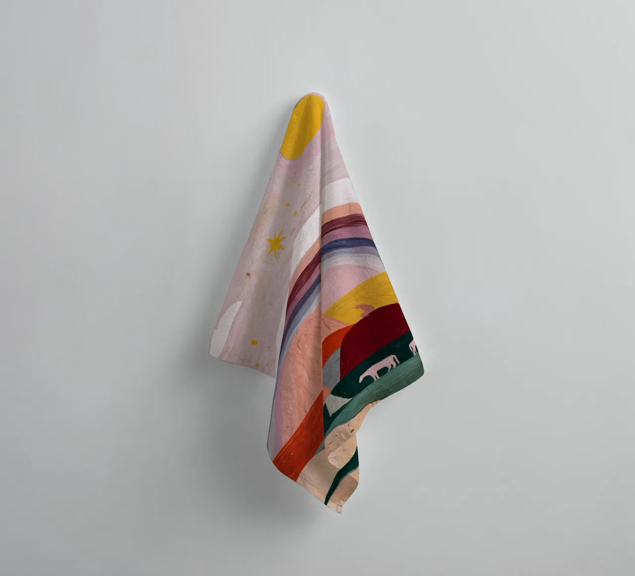 Boho Poster, Kleurrijk Abstract Muurkunst, Regenboog Print badhanddoek van Boheme