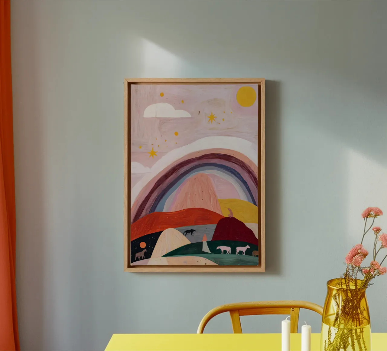 Boho Poster, Kleurrijk Abstract Muurkunst, Regenboog Print canvas van Boheme