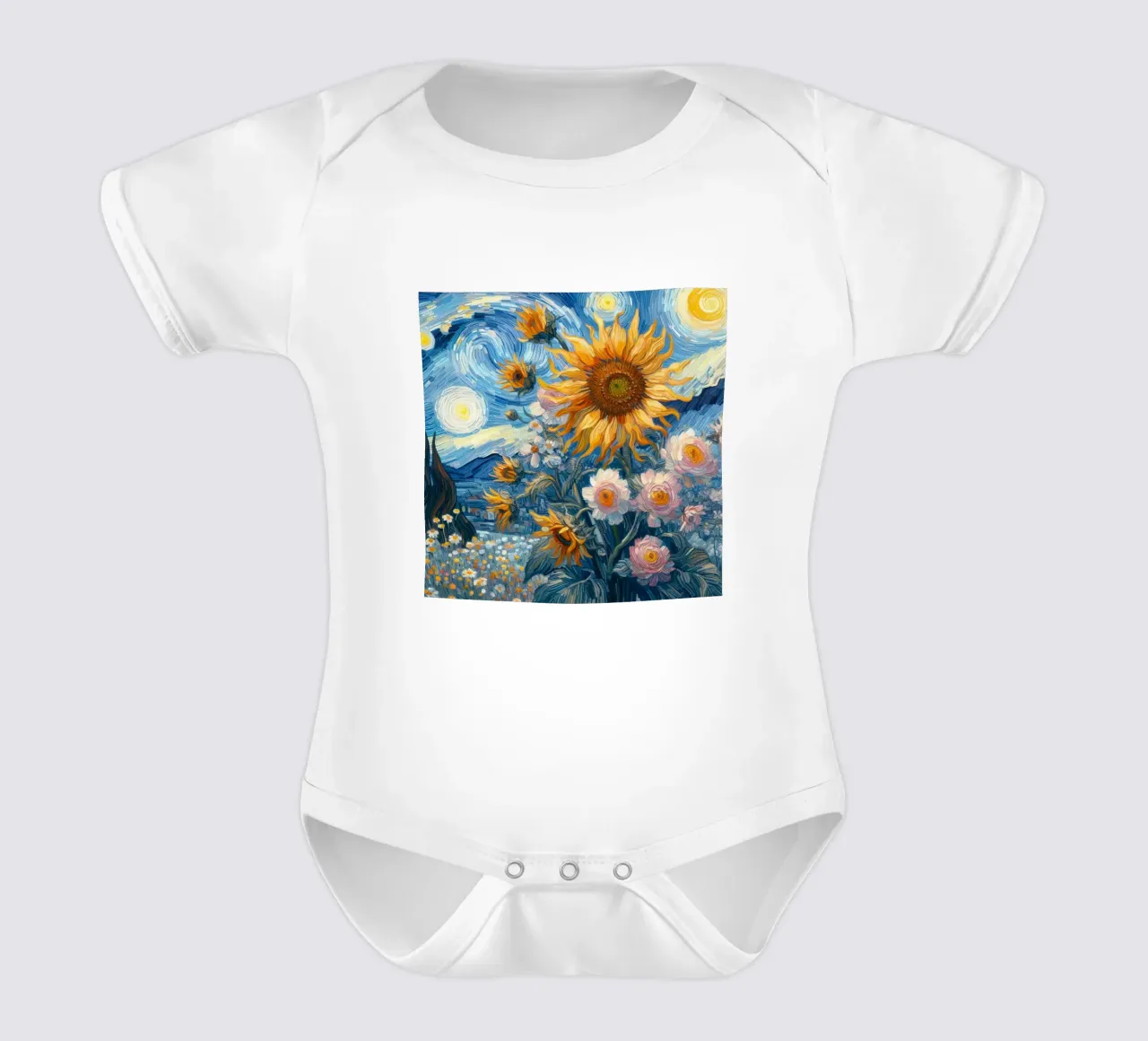 Sonnenblumen IV Kurzarm Babybody von 🎨 Point and Art