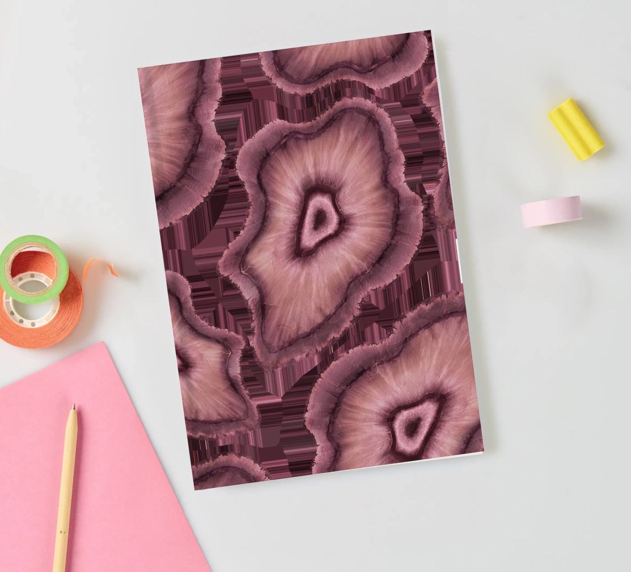 Pink Agate Pattern Tile 03 notebook by Gemstone Textures