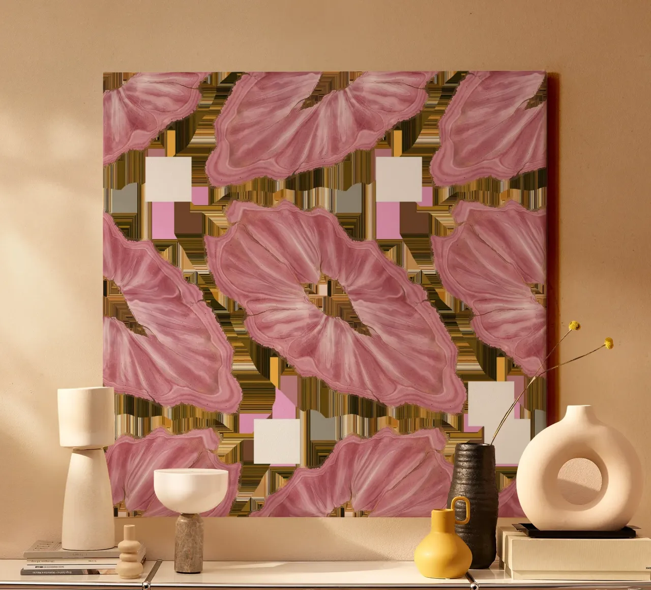 Pink Agate Pattern Tile 05 canvas by Gemstone Textures