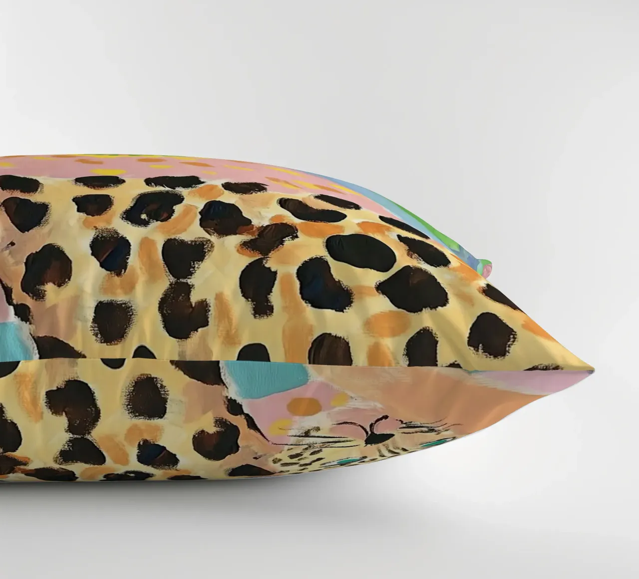 Abstract Woman Print, Cheetah Wall Art, Colourful Art decorative cushion by Boheme