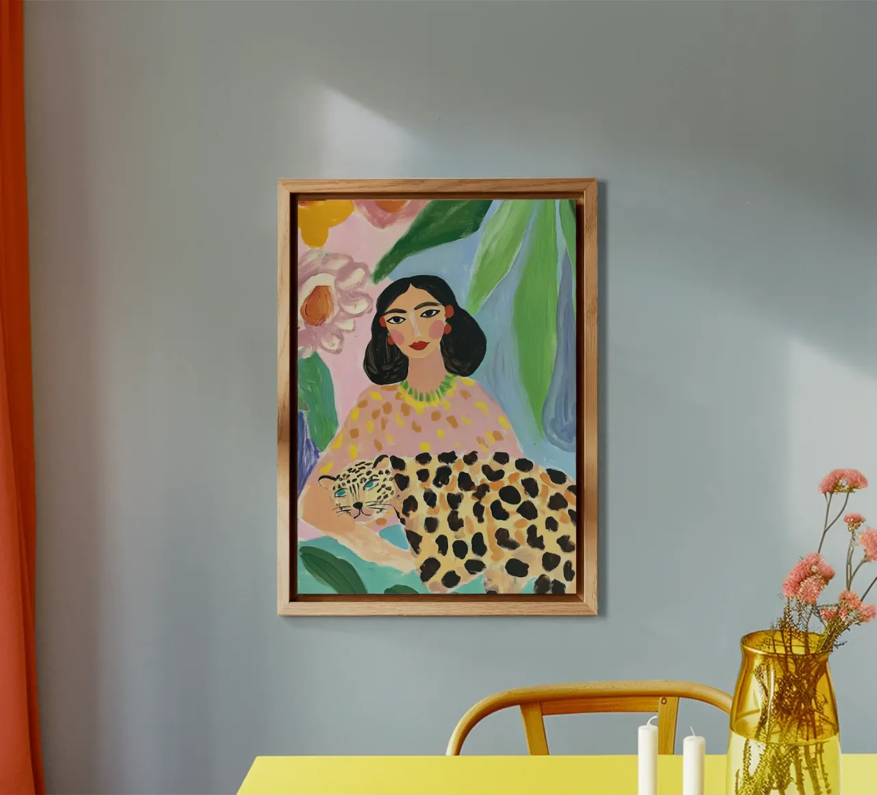 Abstract Woman Print, Cheetah Wall Art, Colourful Art forex plate by Boheme