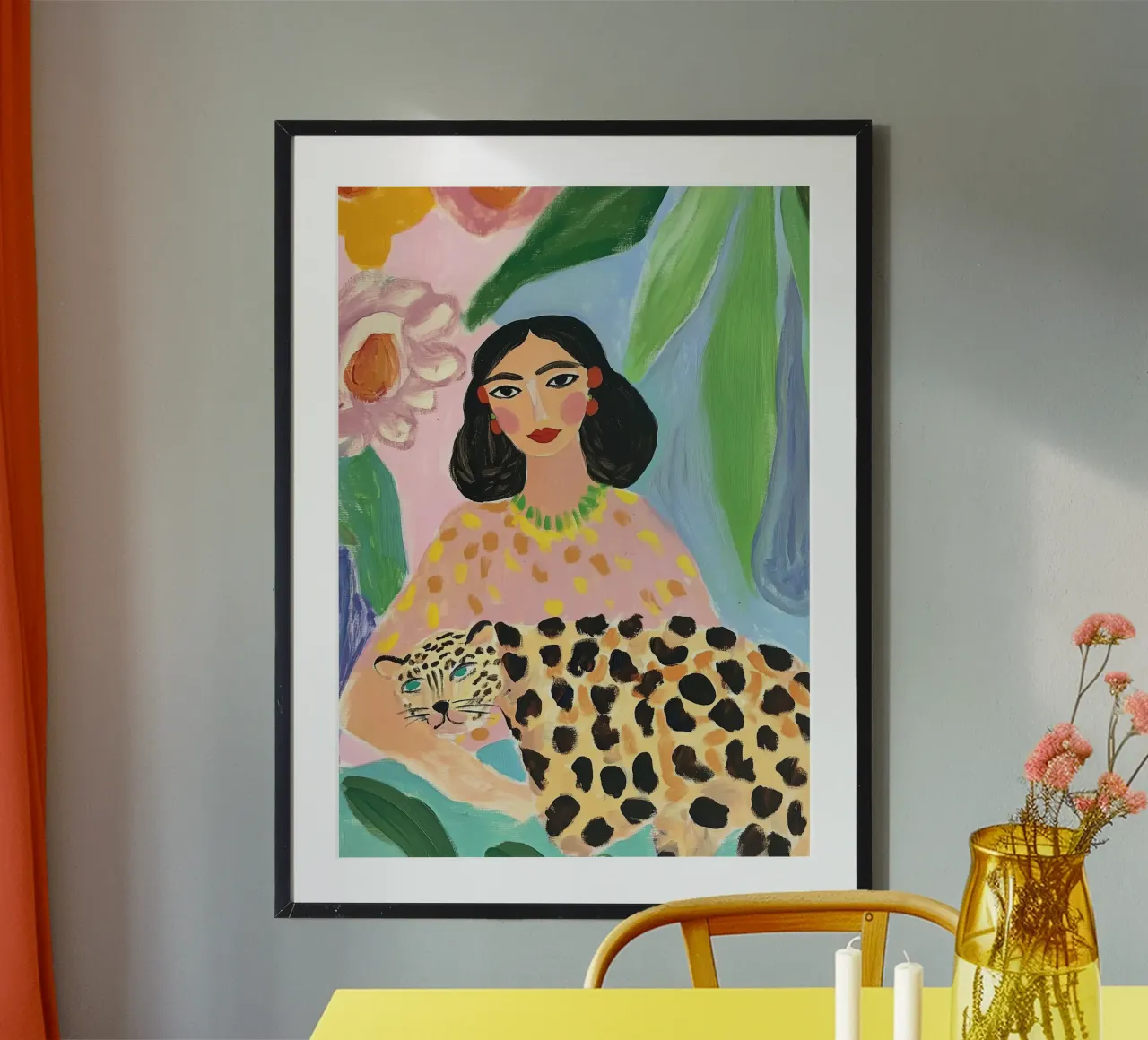 Abstract Woman Print, Cheetah Wall Art, Colourful Art poster by Boheme