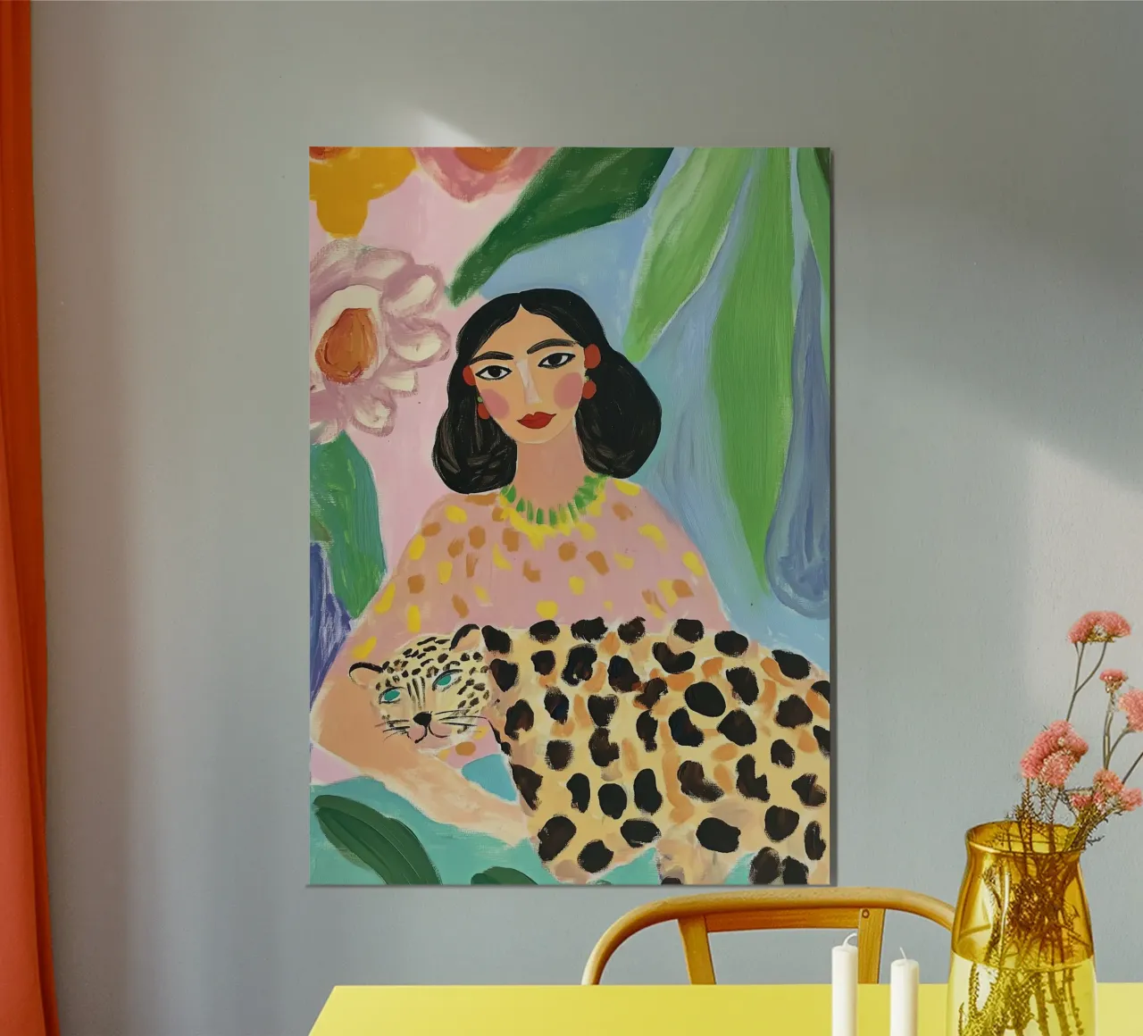 Abstract Woman Print, Cheetah Wall Art, Colourful Art poster by Boheme