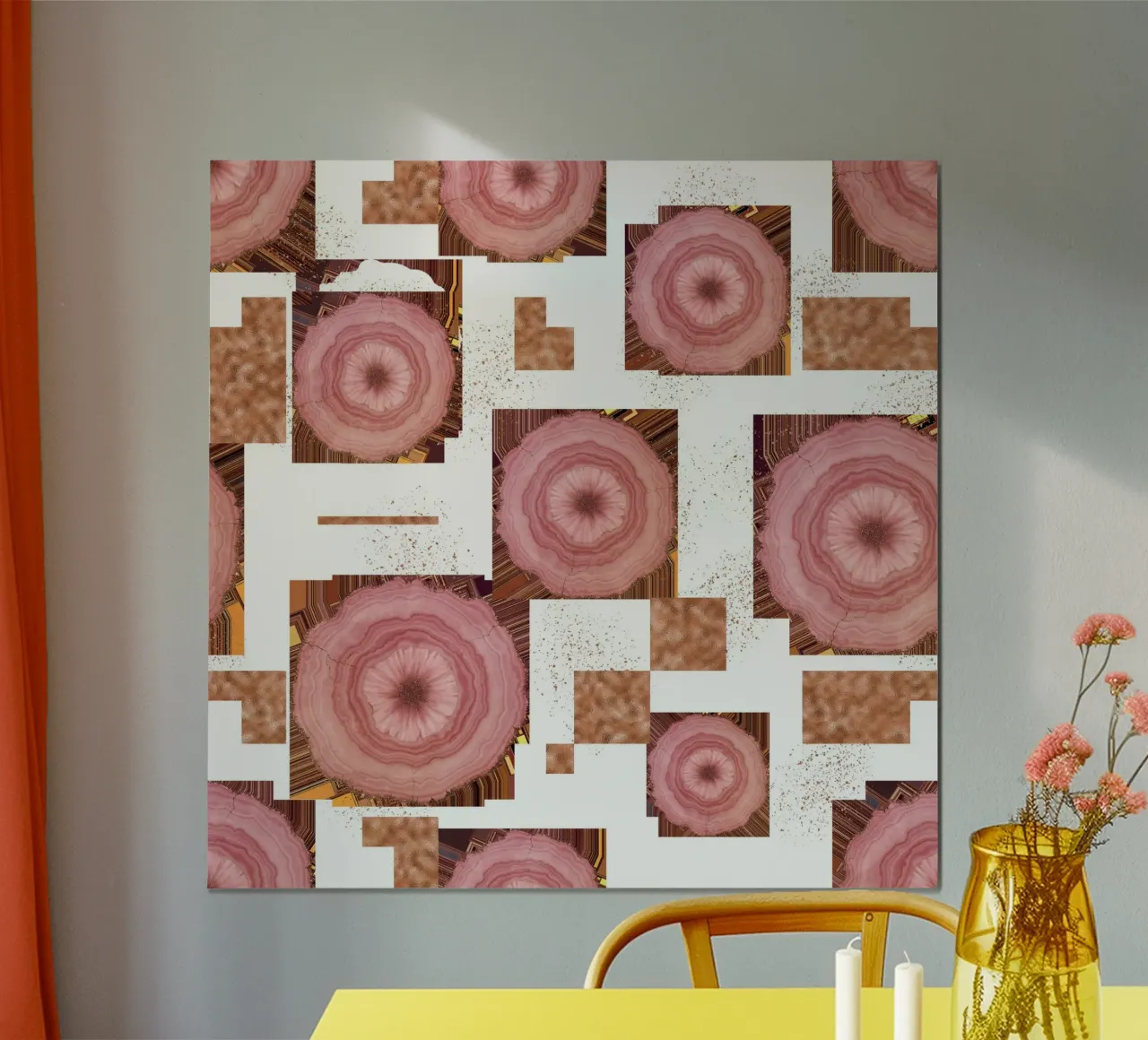 Carreau à motif d'agate rose 07 poster de Gemstone Textures