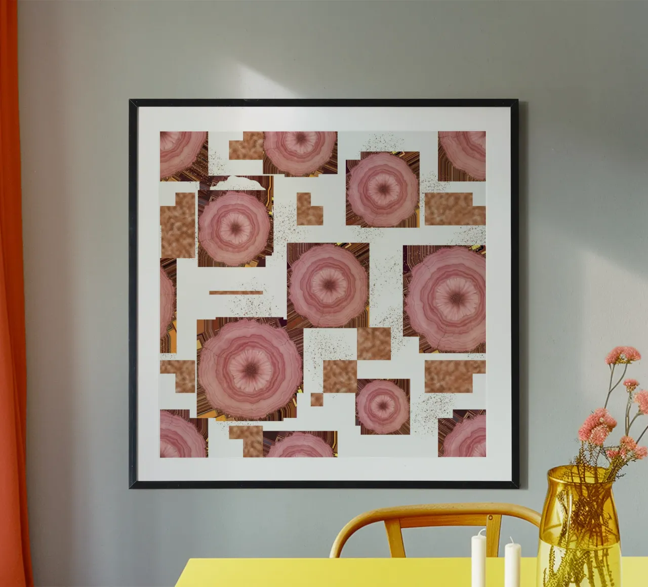 Pink Agate Pattern Tile 07 poster with aluminum frame by Gemstone Textures