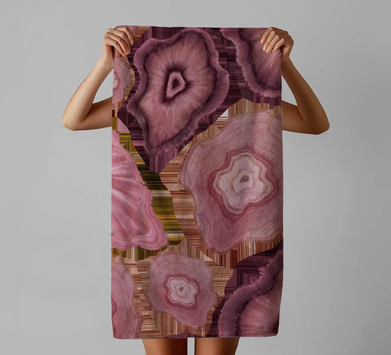 Pink Agate Pattern Tile 08 towel by Gemstone Textures