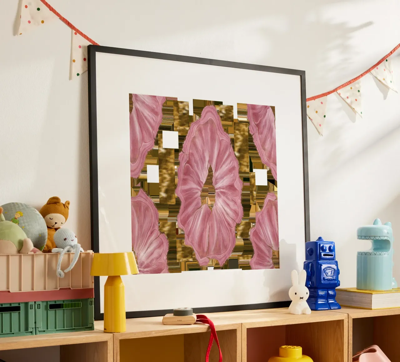 Pink Agate Pattern Tile 09 poster with aluminum frame by Gemstone Textures