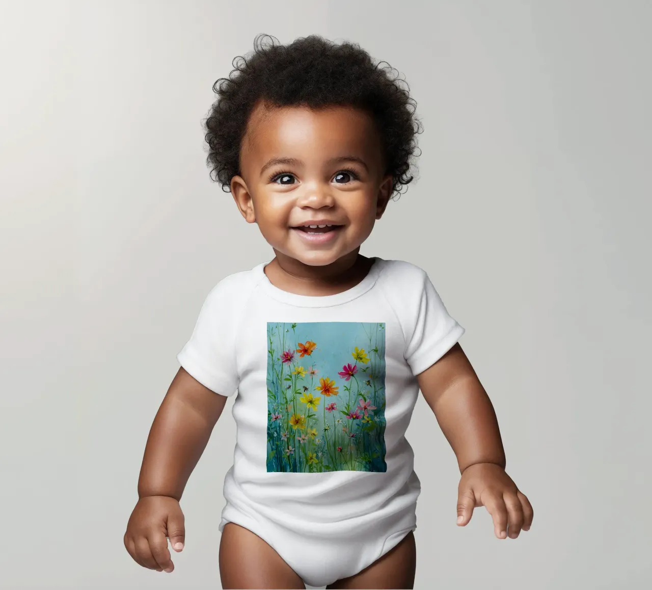 Summer meadow in bloom A body neonato maniche corte da Mateo