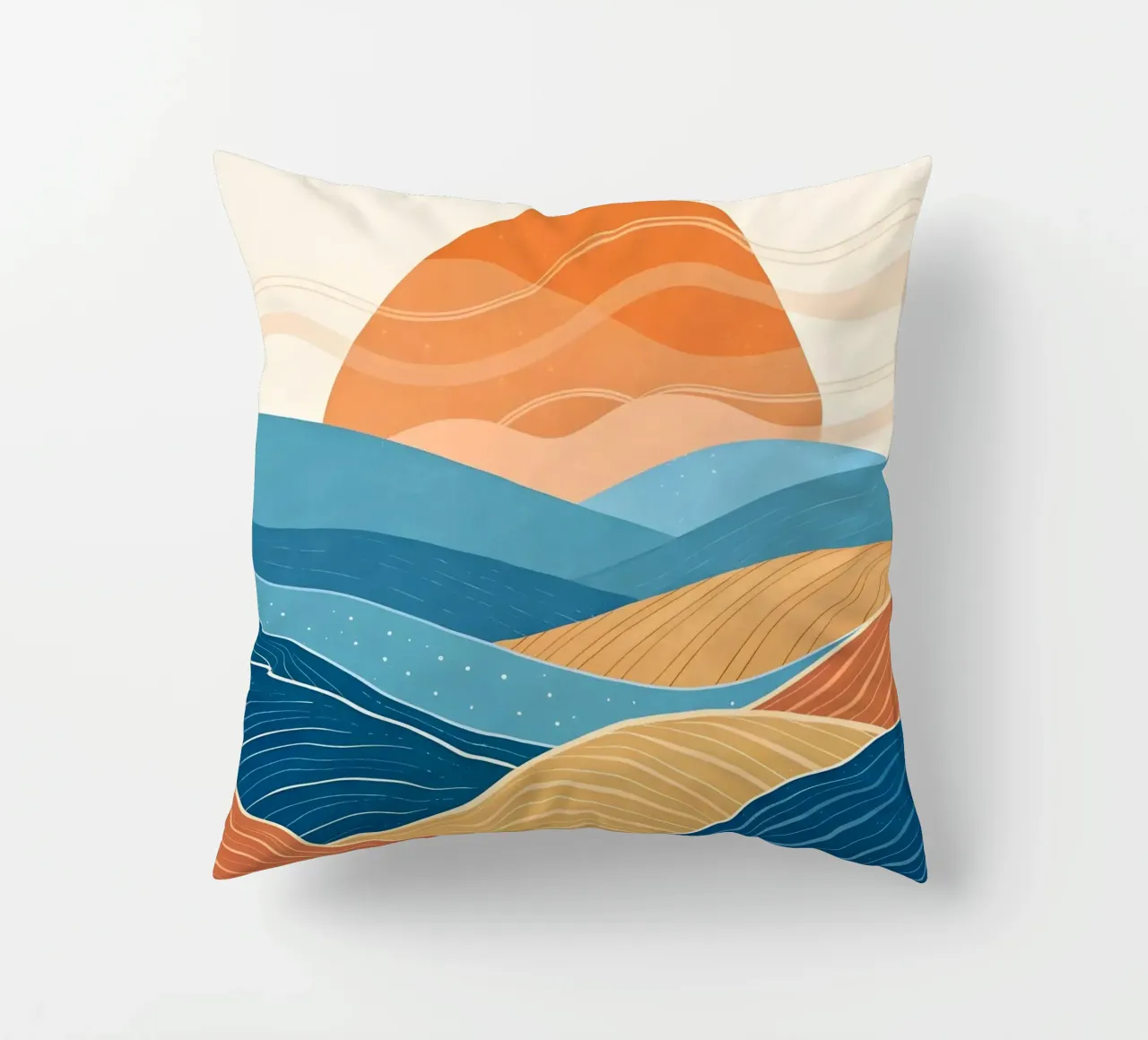 Paesaggio a onde retrò cuscino da Artistic-shop