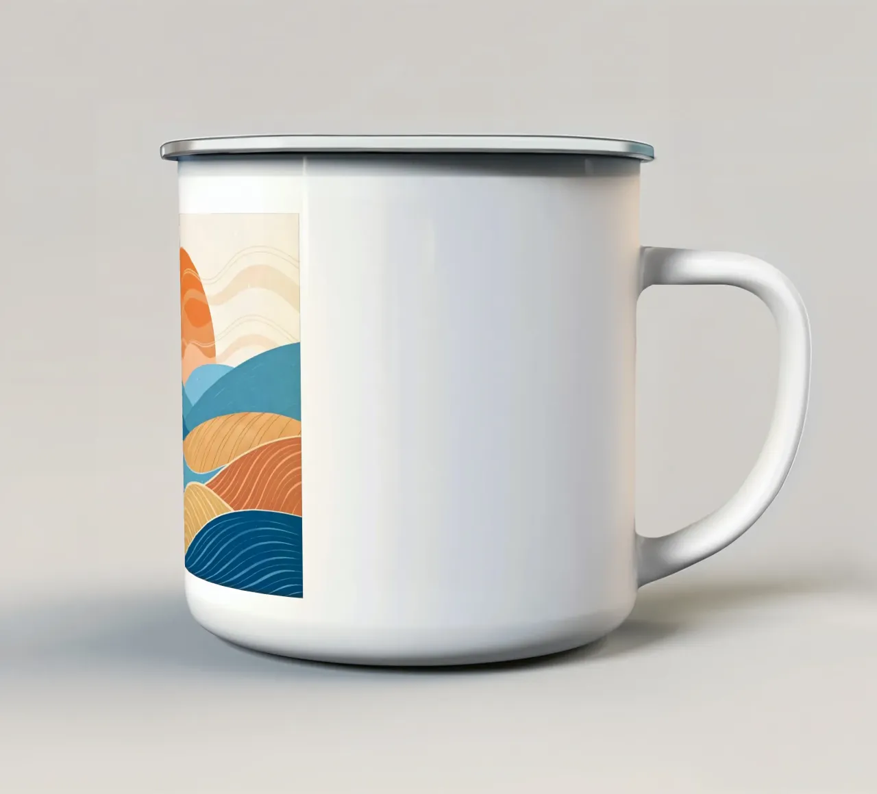 Paesaggio a onde retrò tazza in smalto da Artistic-shop