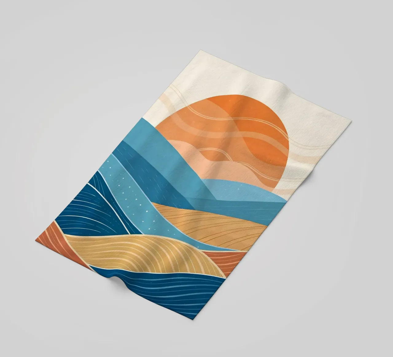 Paesaggio a onde retrò telo mare da Artistic-shop