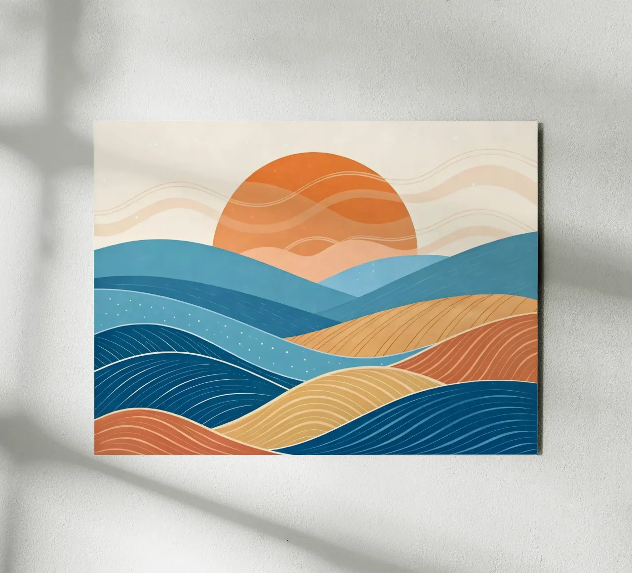 Paesaggio a onde retrò alluminio dibond da Artistic-shop