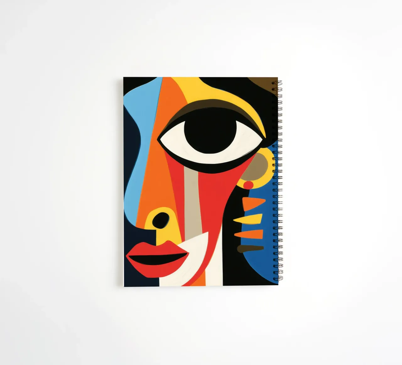 Portrait of a woman with earring | Cubist painting spiral notebook by Autofocus
