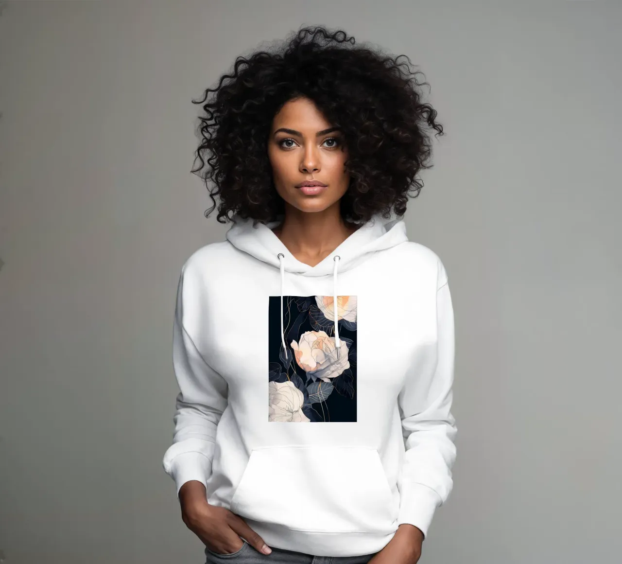 Rose versione nera felpa con cappuccio da Justyna Jaszke JBJart