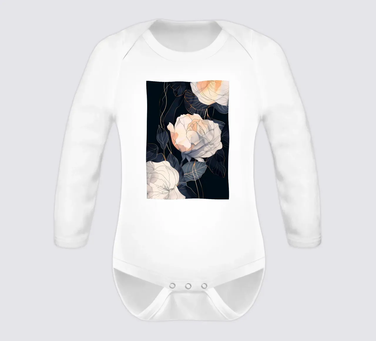 Roses version noire body manches longues de Justyna Jaszke JBJart
