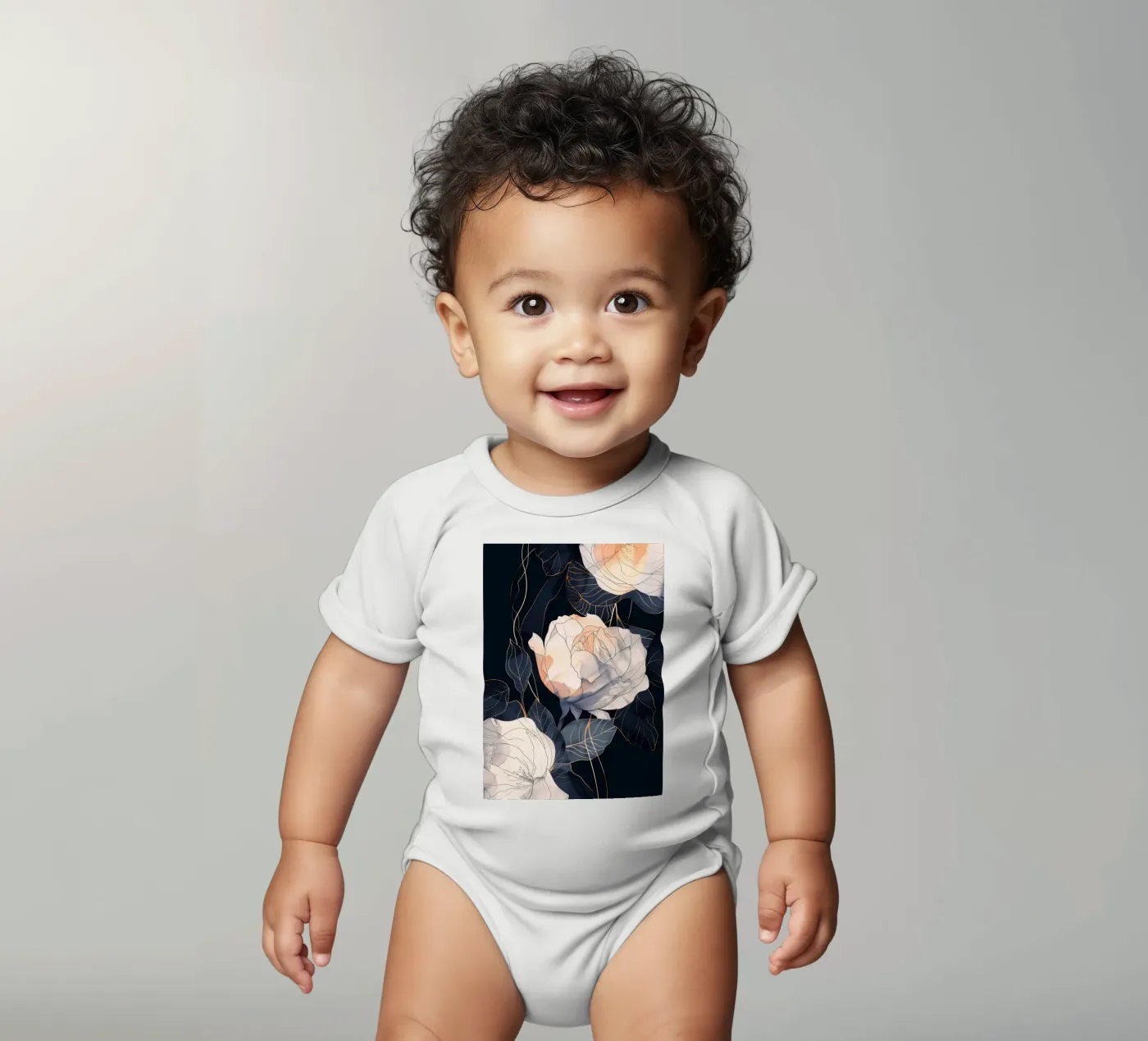 Roses black version body bébé de Justyna Jaszke JBJart