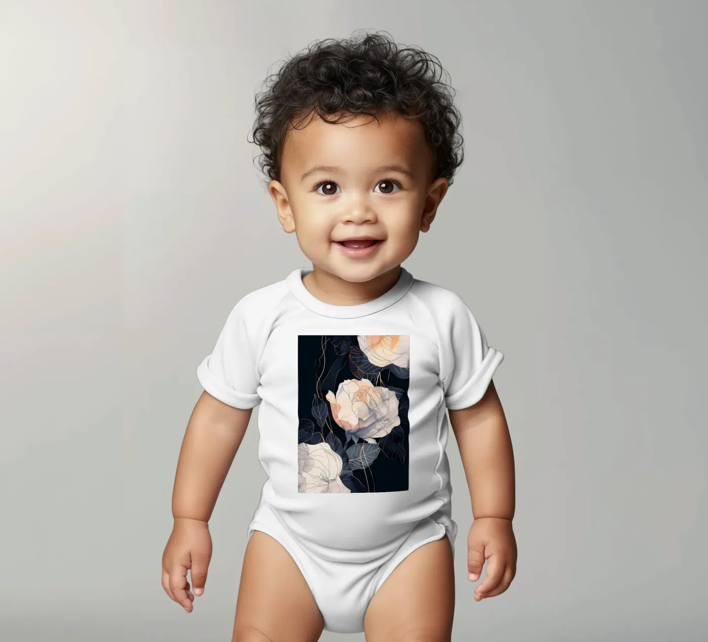 Roses black version body bébé de Justyna Jaszke JBJart