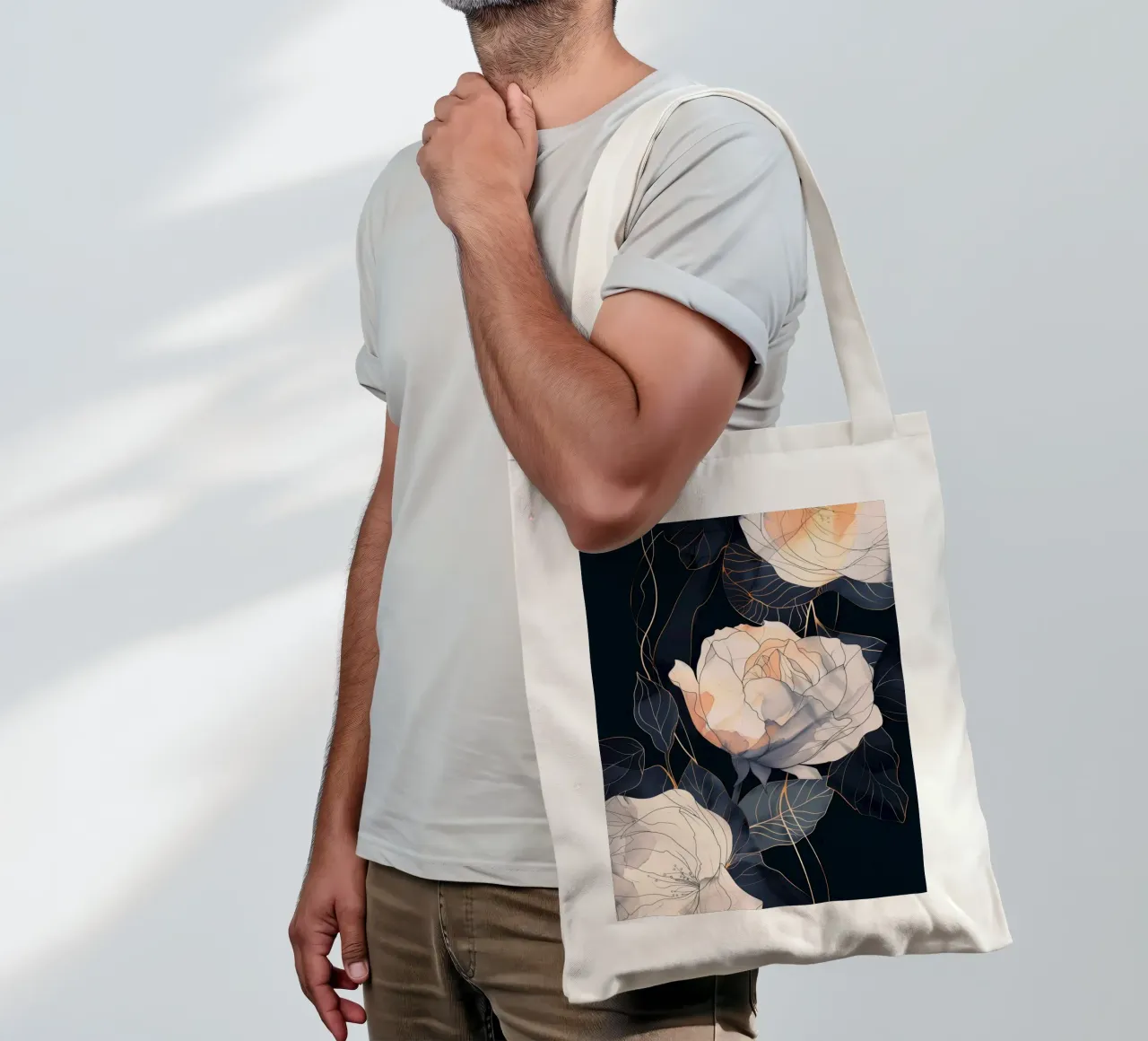 Roses schwarze Version Jutebeutel von Justyna Jaszke JBJart