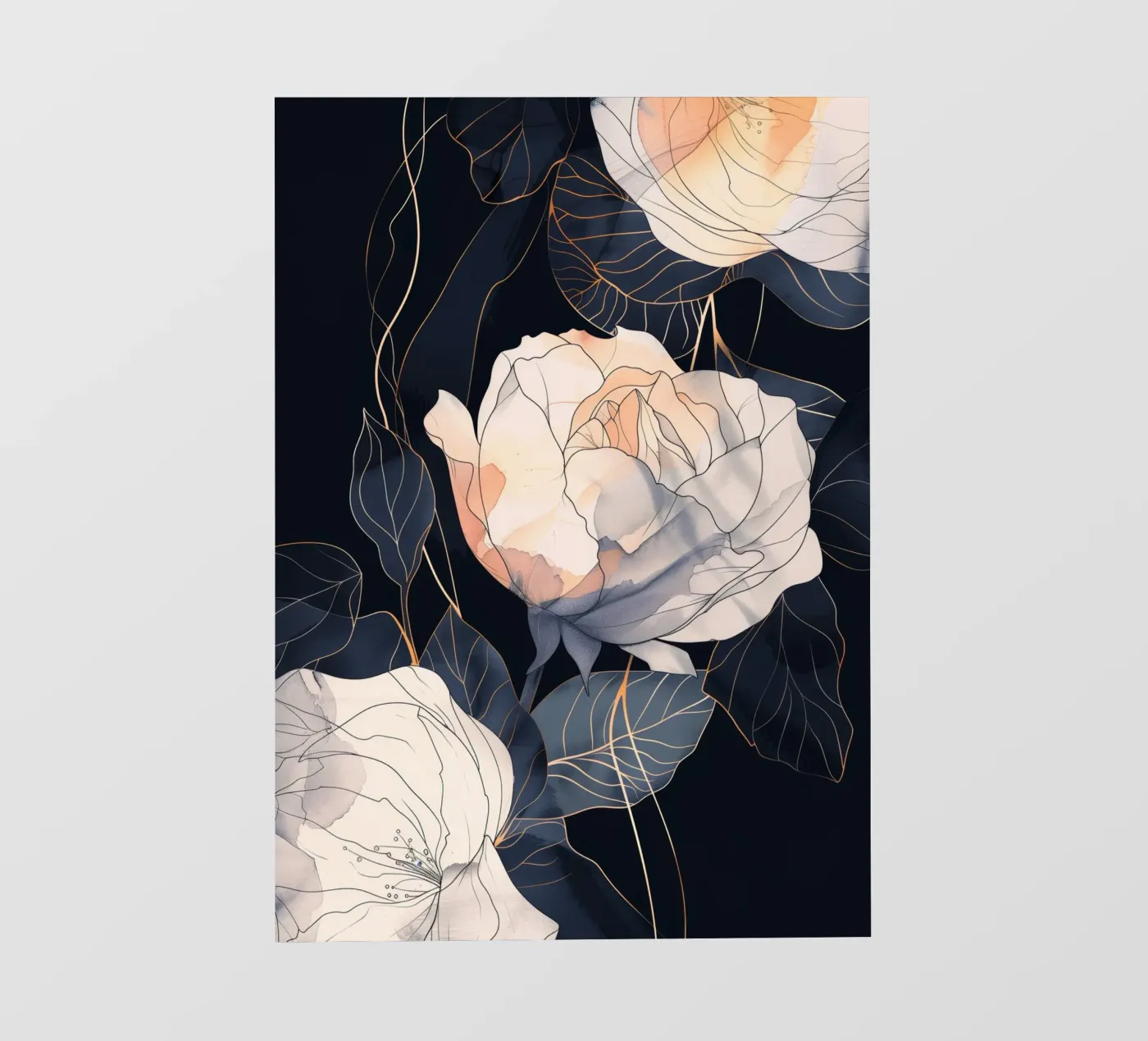 Rozen zwarte versie fotobehang van Justyna Jaszke JBJart