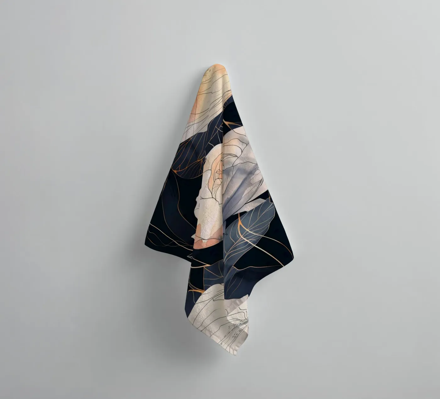 Roses black version towel by Justyna Jaszke JBJart