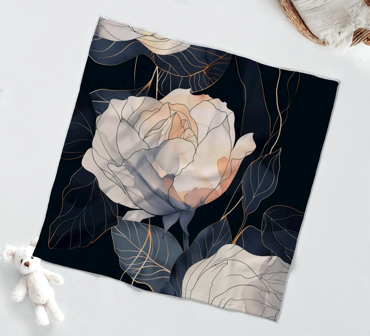 Roses version noire plaid polaire de Justyna Jaszke JBJart