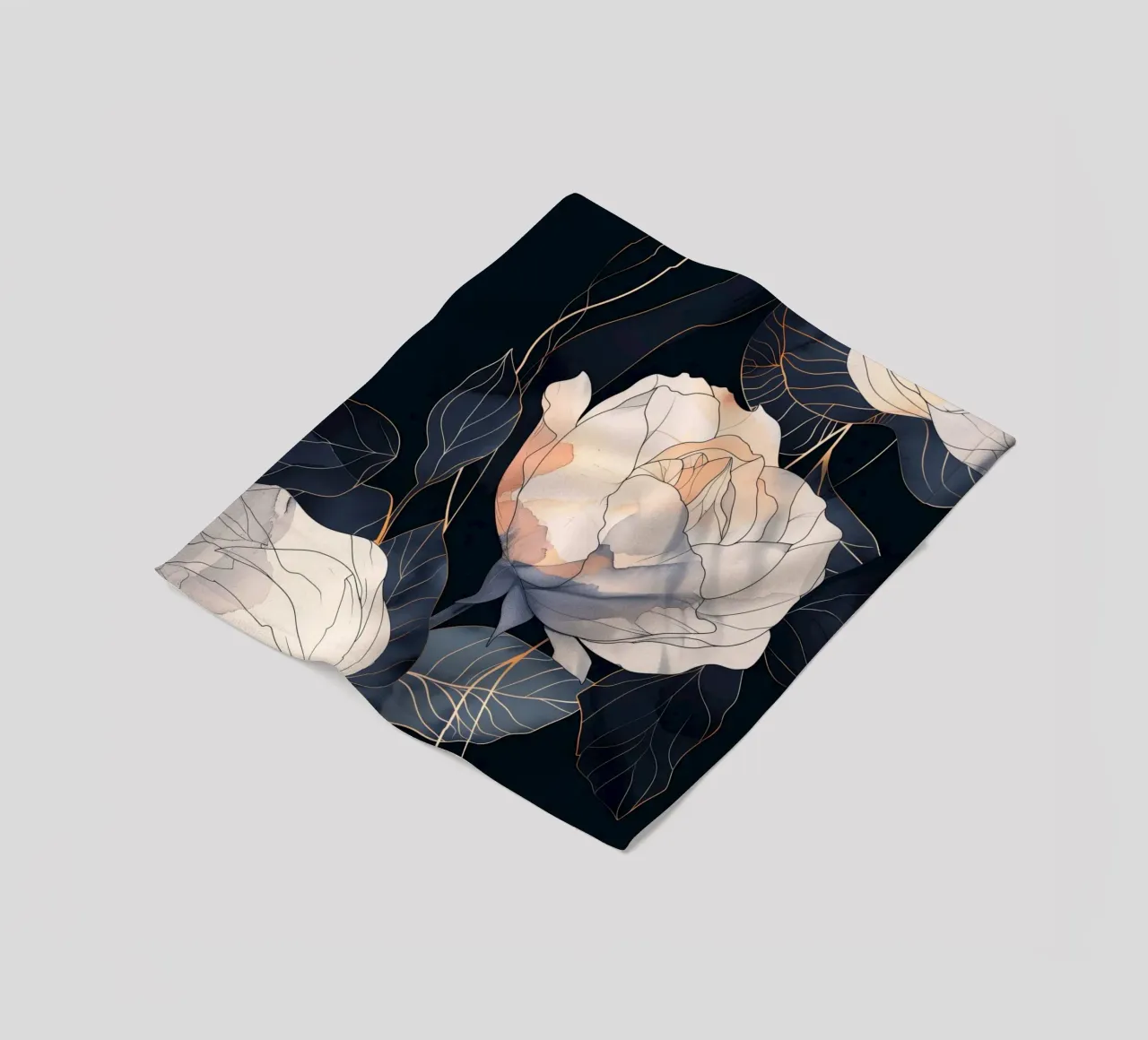 Rozen zwarte versie fleecedeken van Justyna Jaszke JBJart