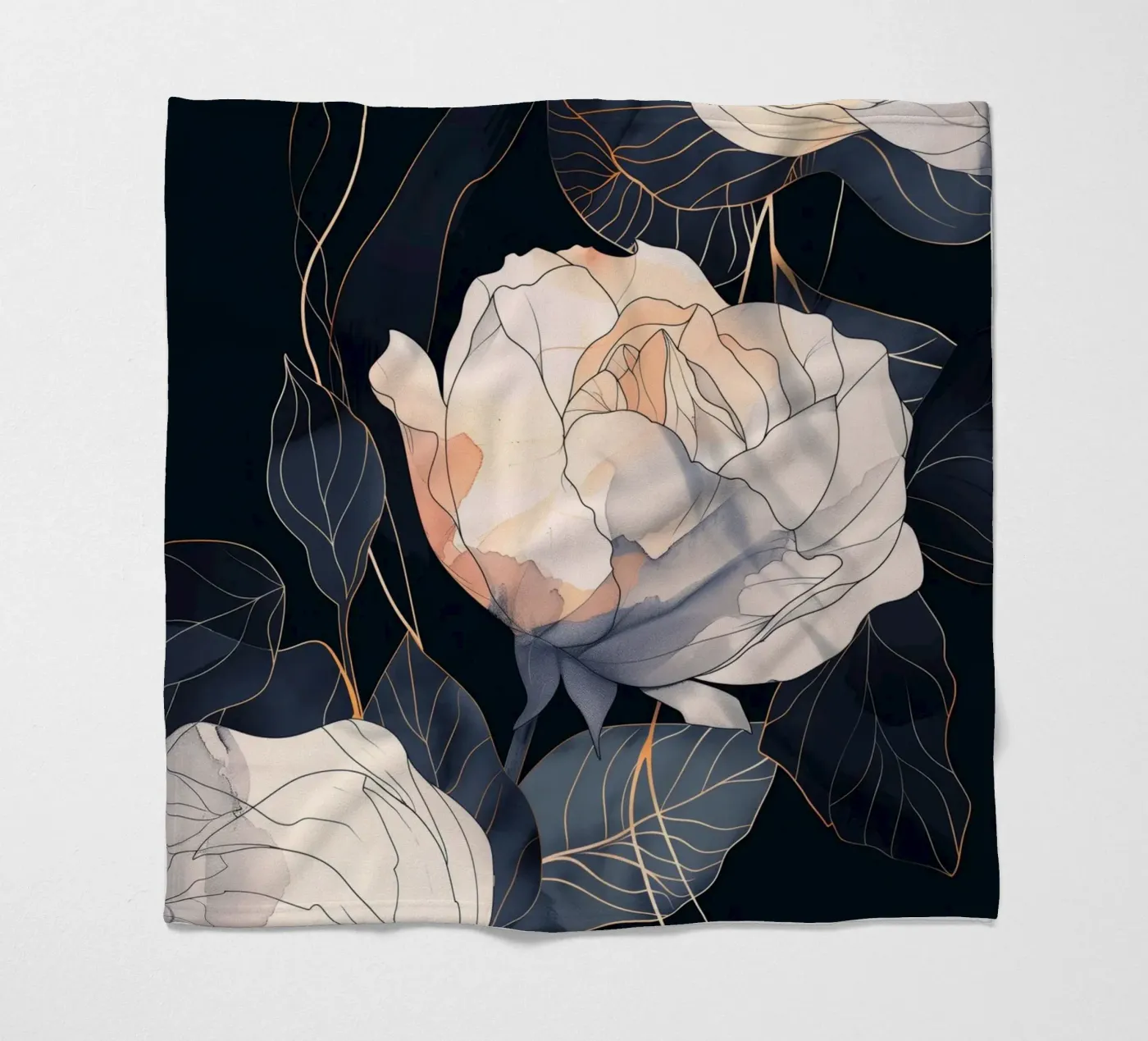 Roses version noire plaid polaire de Justyna Jaszke JBJart