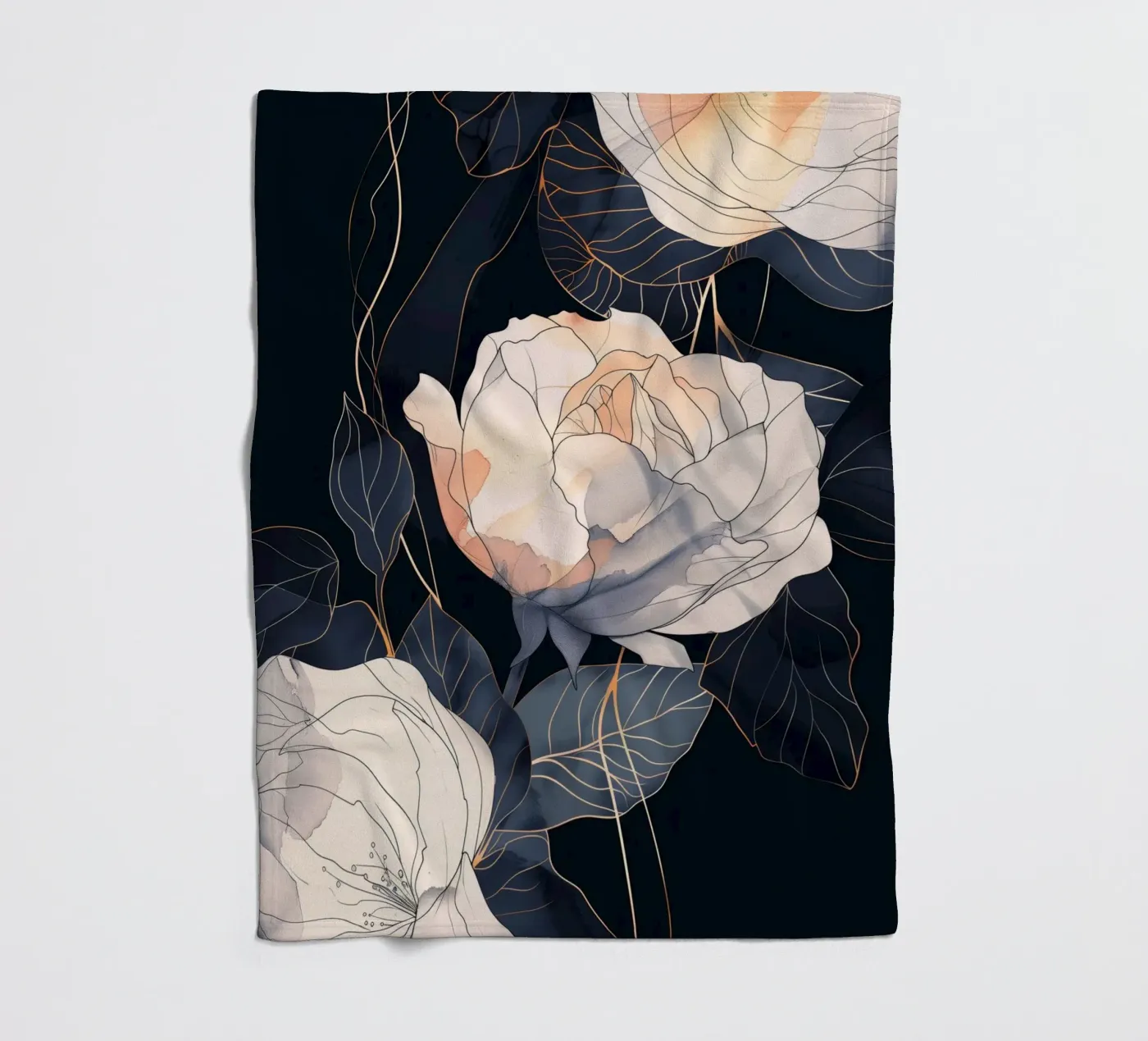 Roses version noire plaid polaire de Justyna Jaszke JBJart