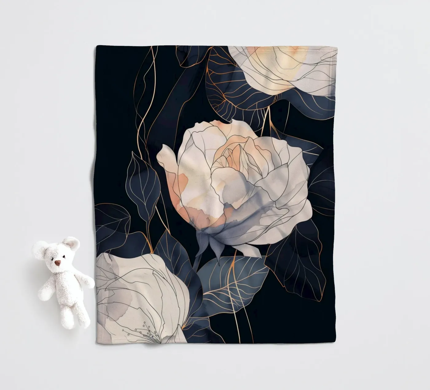 Roses version noire plaid polaire de Justyna Jaszke JBJart