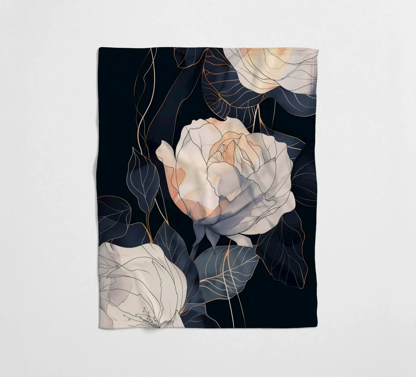 Roses version noire plaid polaire de Justyna Jaszke JBJart