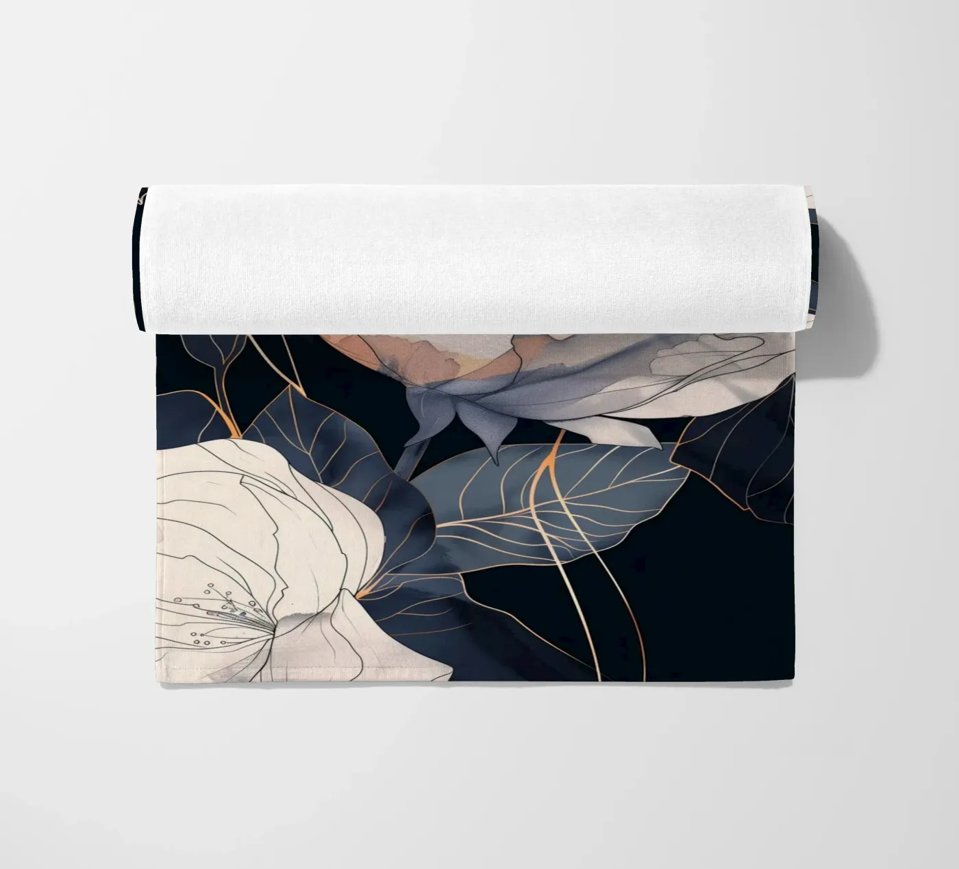 Roses black version strandhanddoek van Justyna Jaszke JBJart