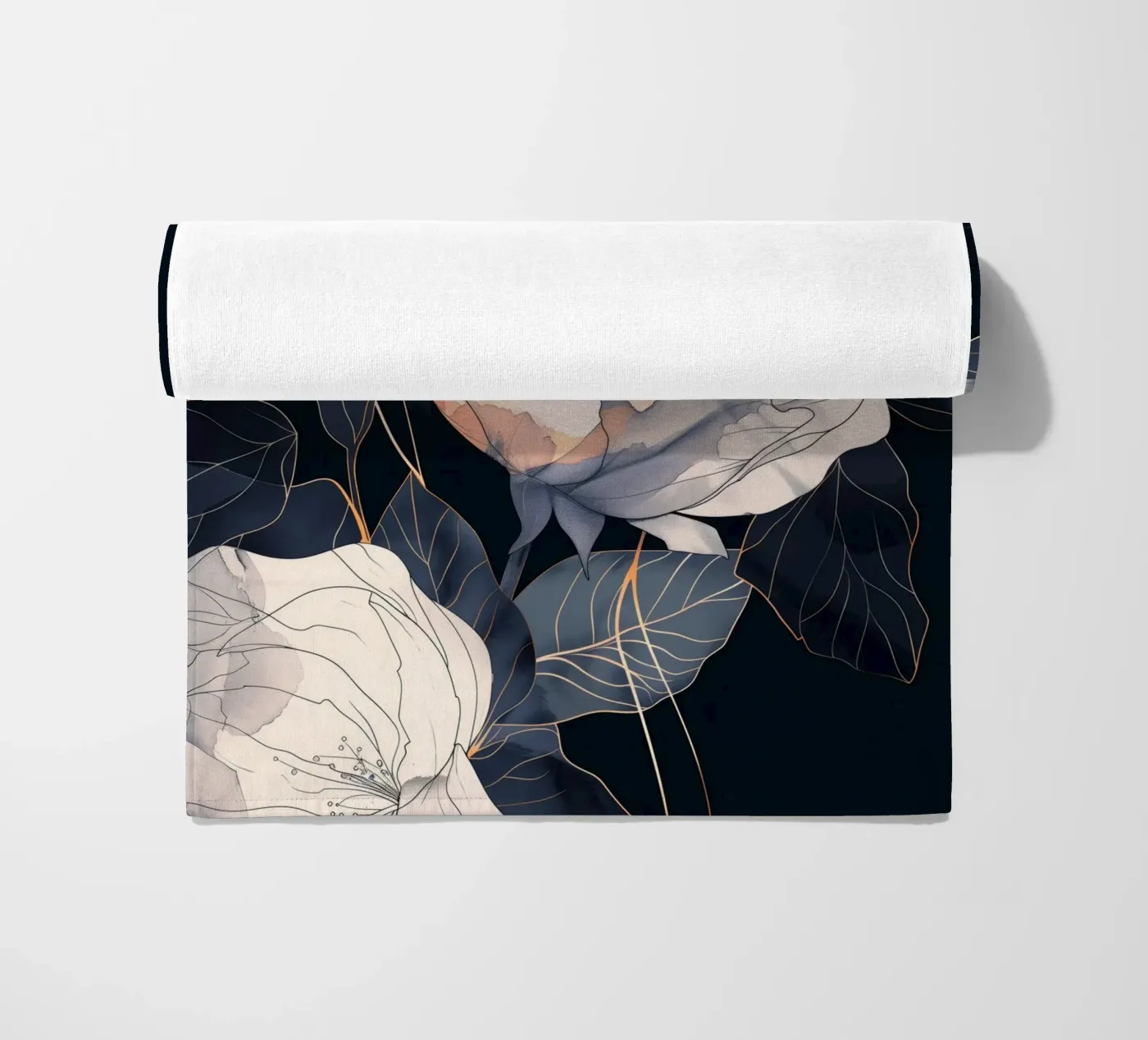 Roses black version strandhanddoek van Justyna Jaszke JBJart