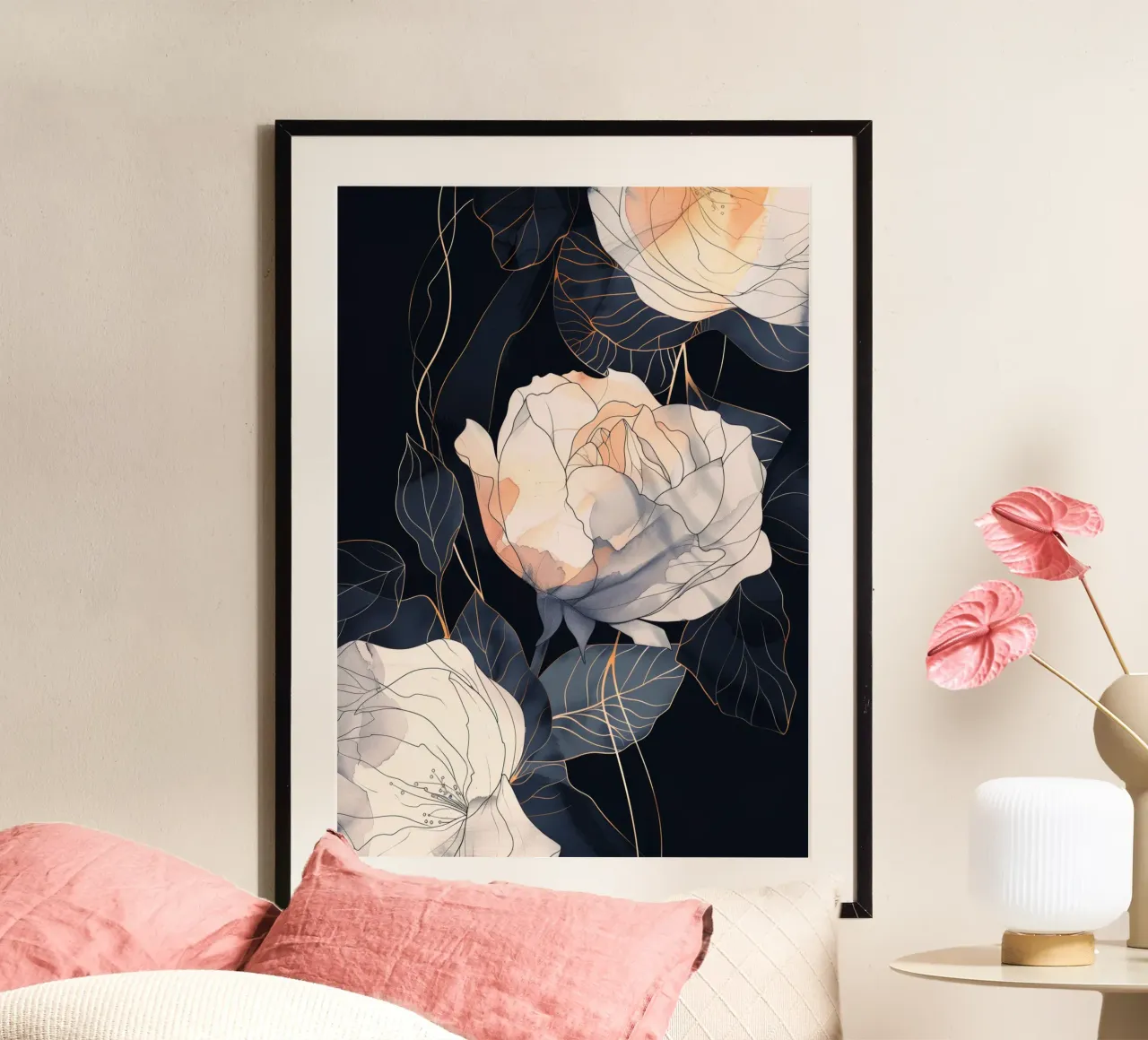 Roses black version poster by Justyna Jaszke JBJart