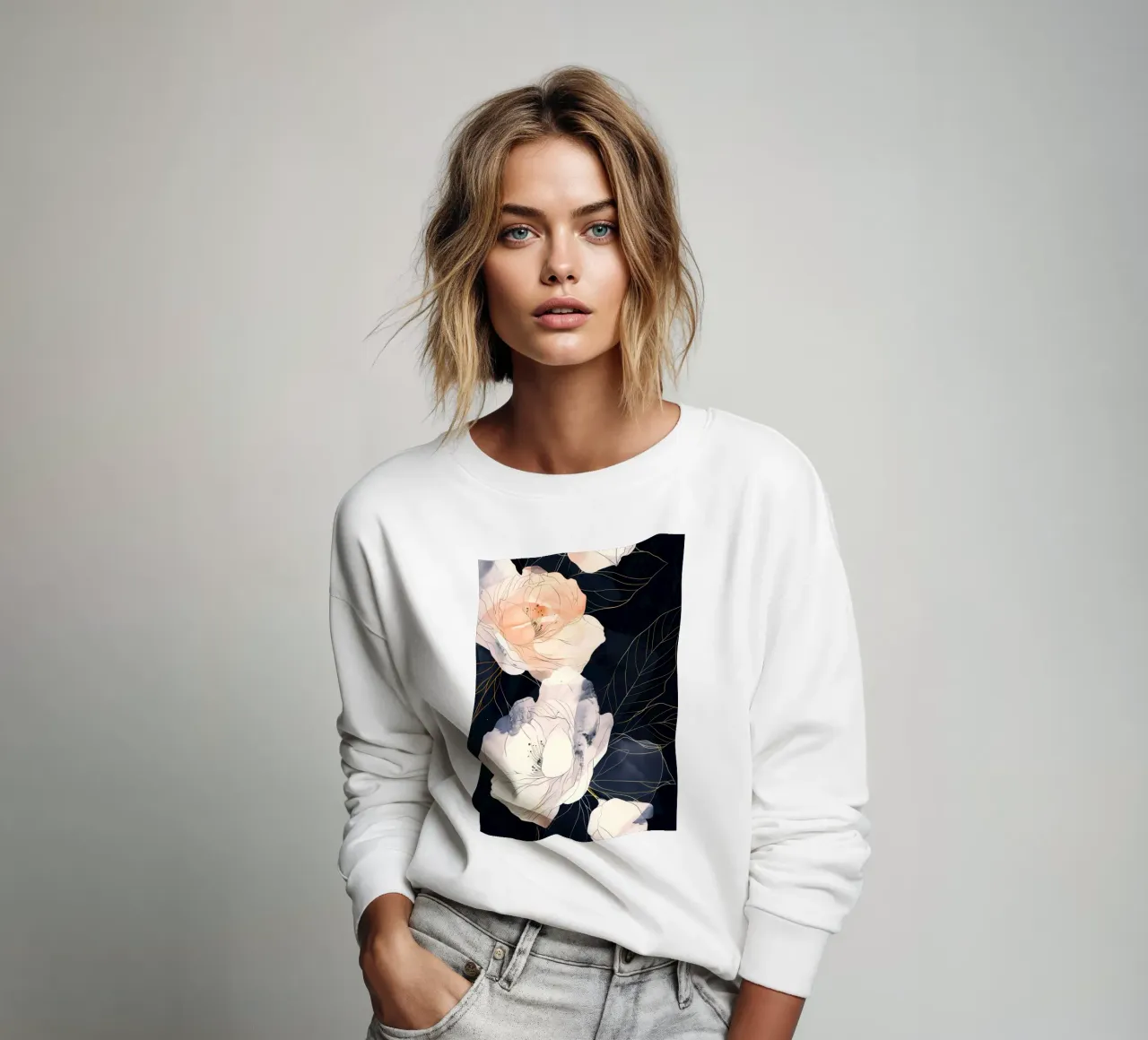 Rose bianche e nere felpa da Justyna Jaszke JBJart