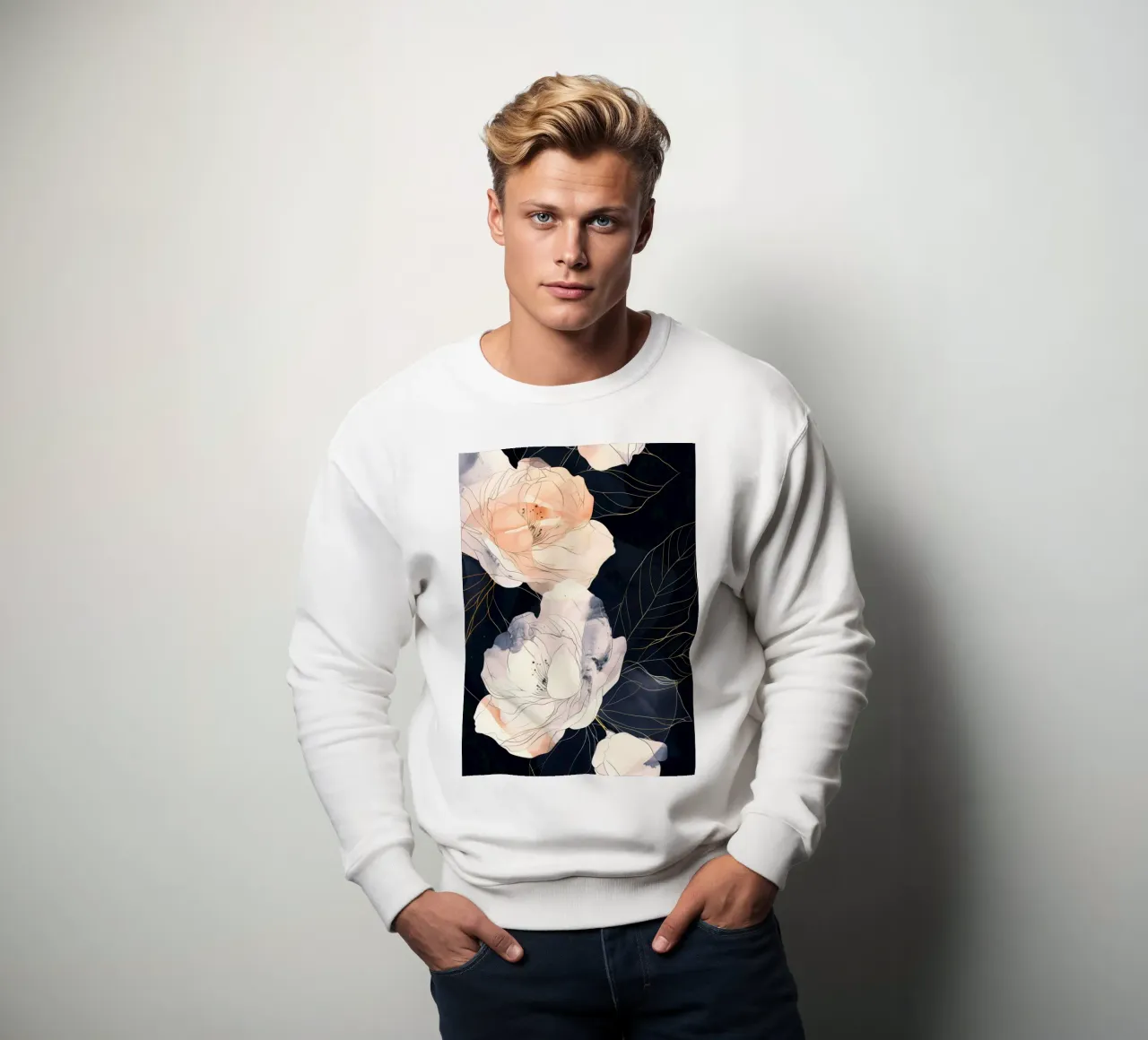 Rose bianche e nere felpa da Justyna Jaszke JBJart