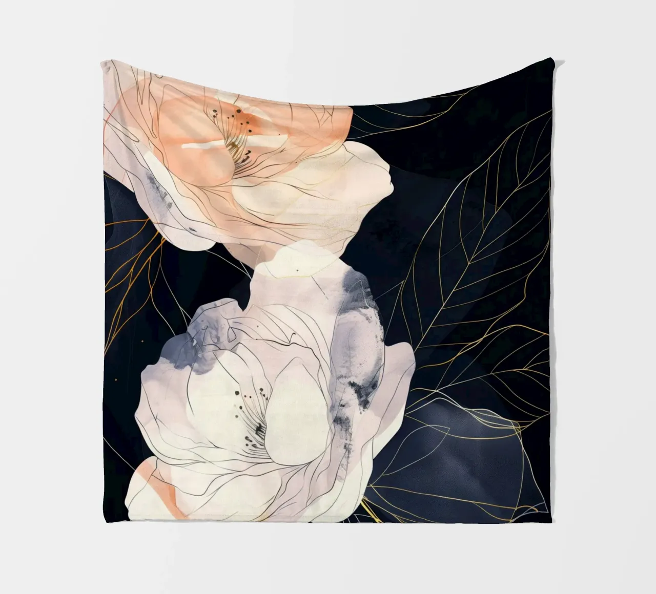 Rose bianche e nere coperta in pile da Justyna Jaszke JBJart