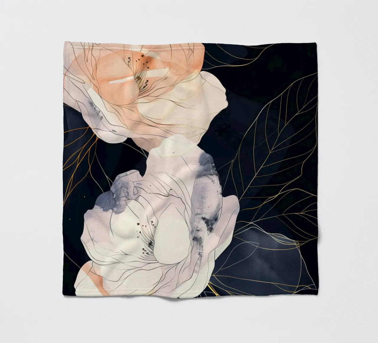 Rose bianche e nere coperta in pile da Justyna Jaszke JBJart