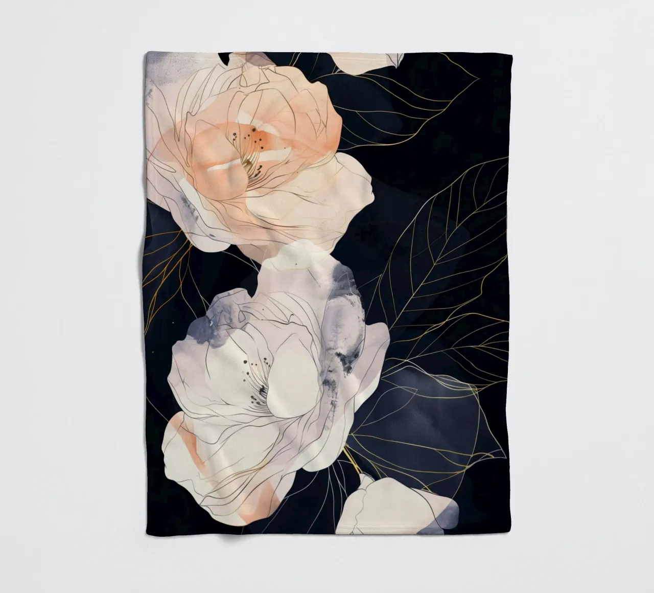 Rose bianche e nere coperta in pile da Justyna Jaszke JBJart