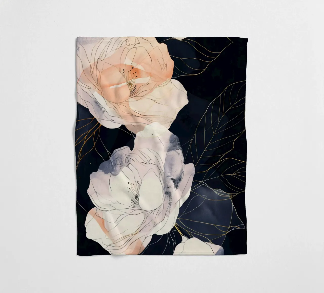 Rose bianche e nere coperta in pile da Justyna Jaszke JBJart