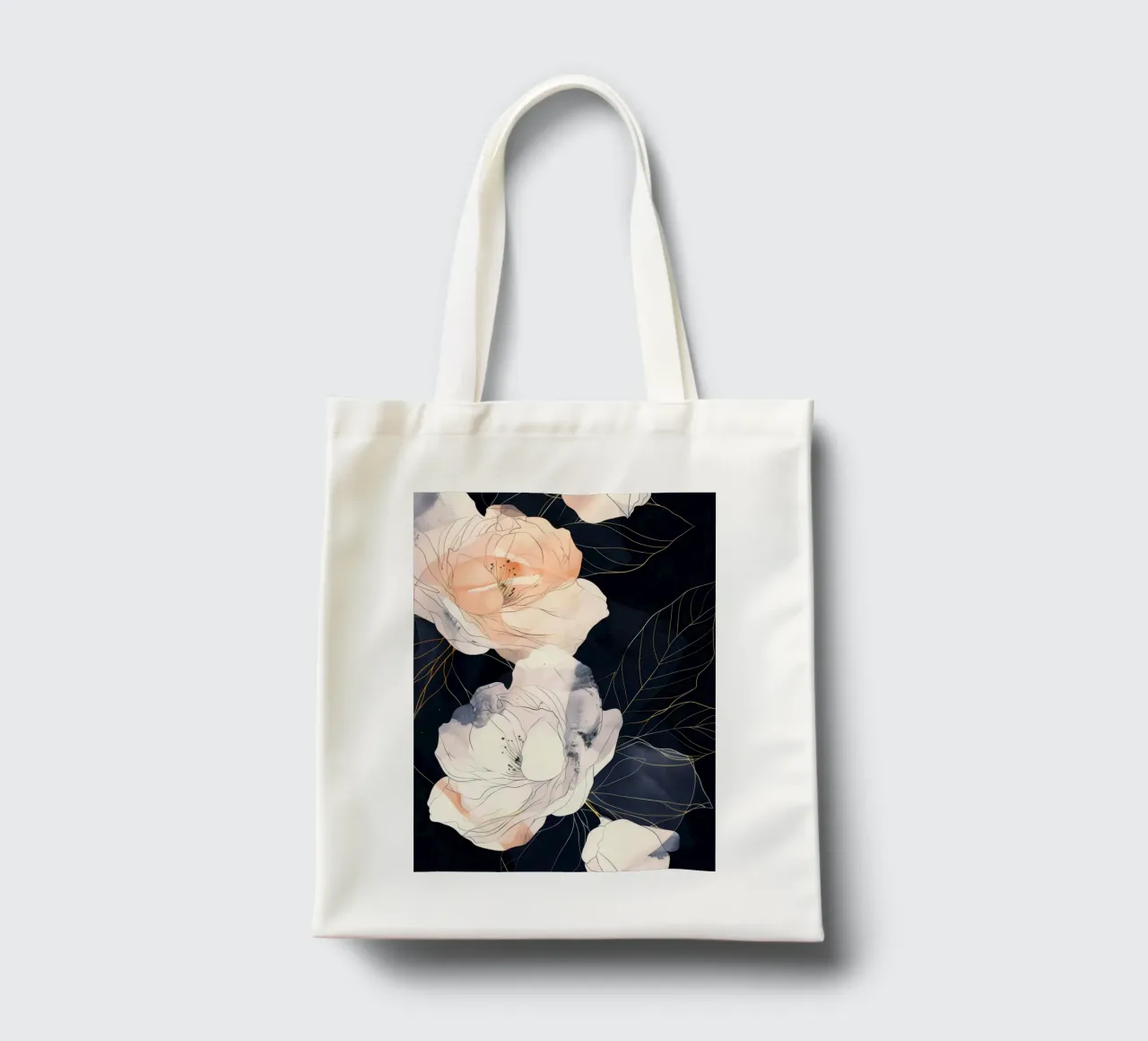 Rose bianche e nere borsa in juta da Justyna Jaszke JBJart