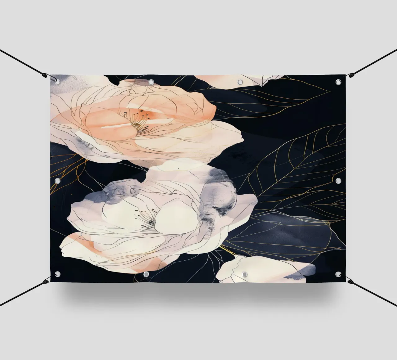 Rose bianche e nere telo in pvc da Justyna Jaszke JBJart