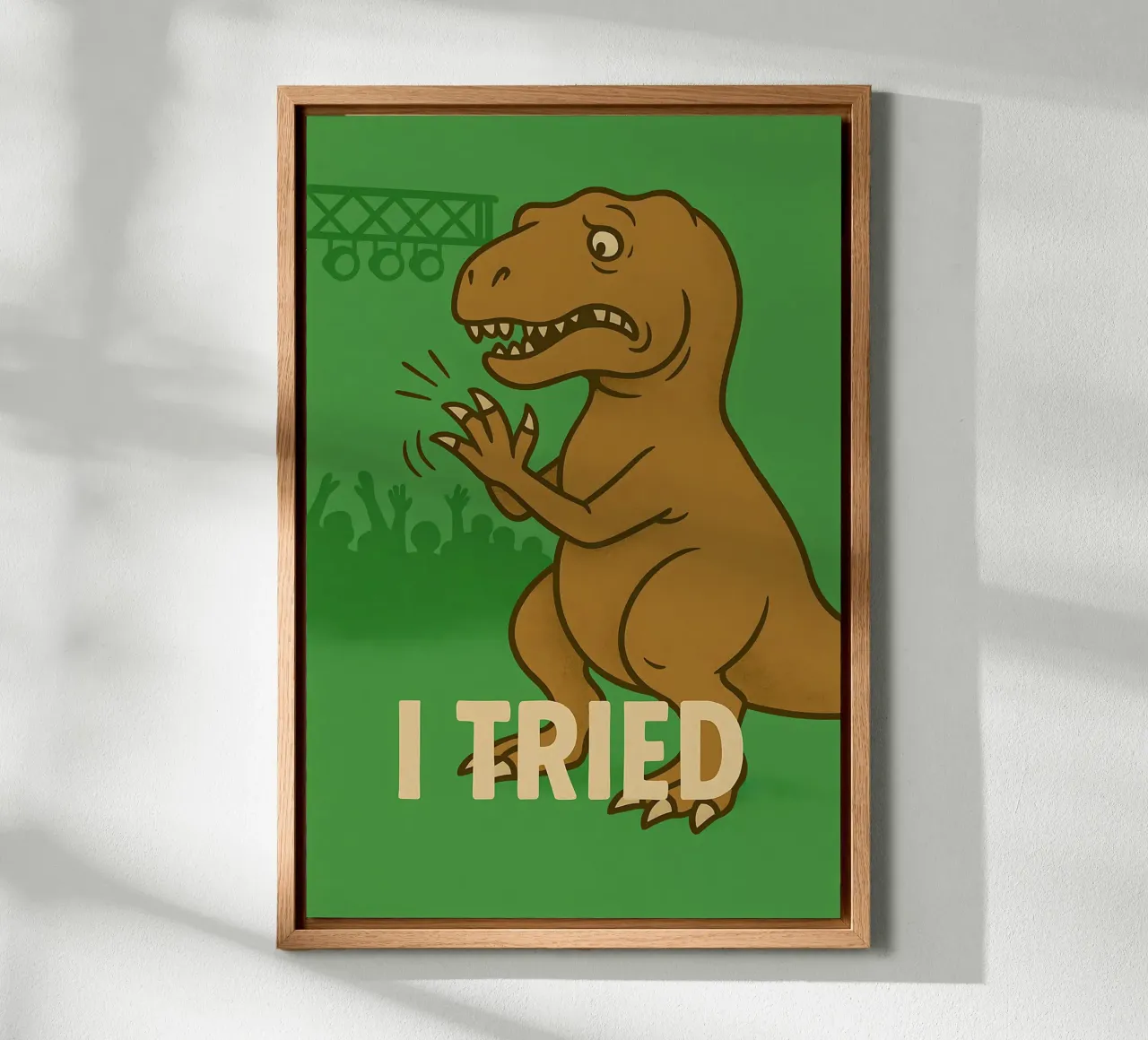 Funny T-rex Meme canvas met Baklijst van Funny Humor Art