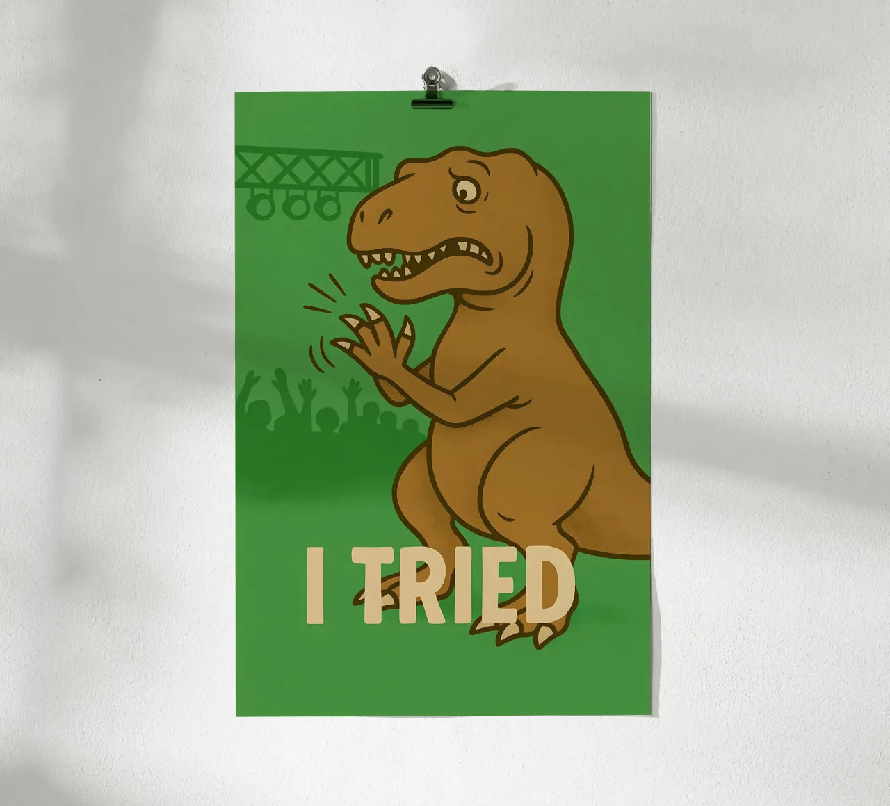 Meme divertente sul T-rex poster con telaio in plastica da Funny Humor Art