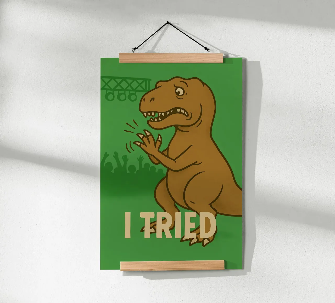 Meme divertente sul T-rex poster con telaio in plastica da Funny Humor Art